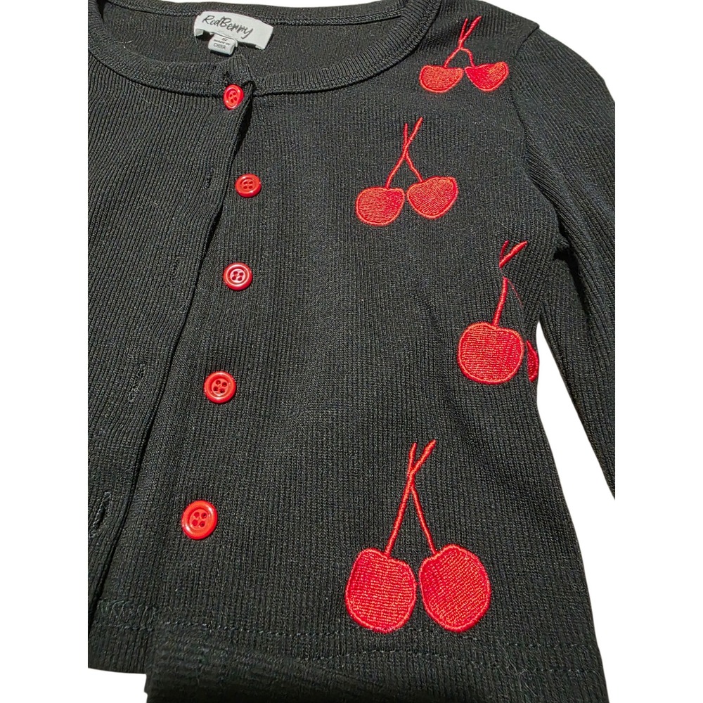 Red Berry Black Cherry Embroidered Cardigan Sweater Women's‎ Small - Picture 4 of 6